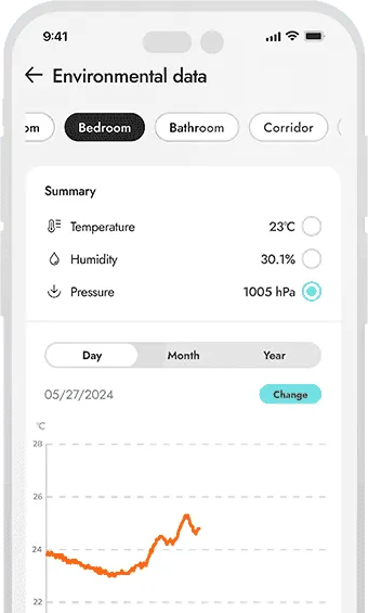 Check temperature, humidity, pressure and air quality on phone